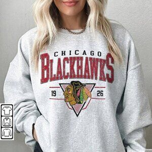Vintage 90s Chicago Blackhawks Crewneck Sweatshirt Chicago Blackhawks Shirt Tee